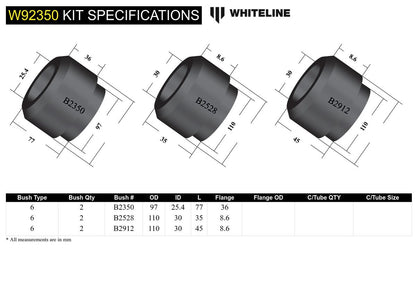 W92350 Whiteline Rear Subframe - Bushing Kit to Suit Holden Commodore VN-VZ and HSV | Genuine Whiteline Suspension Component - photo 5 of 5