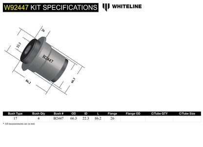 W92447 Whiteline Rear Subframe - Bushing Kit to Suit Nissan Skyline R32, R33 and R34 Awd | Genuine Whiteline Suspension Component - photo 5 of 5