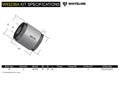 W93236A Whiteline Rear Differential Mount - Front Bushing Kit to Suit Ford Falcon/Fairlane BA-FGX, Territory SX-SZ and FPV | Genuine Whiteline Suspension Component - photo 5 of 5