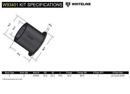 W93401 Whiteline Rear Gearbox Mount - Bushing Kit to Suit Volkswagen Transporter T3 | Genuine Whiteline Suspension Component - photo 4 of 4