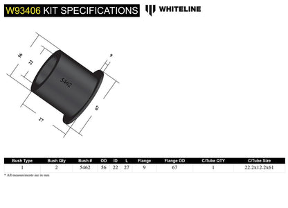 W93406 Whiteline Front Differential Mount - Bushing Kit to Suit Mitsubishi Challenger, Pajero and Triton 4wd | Genuine Whiteline Suspension Component - photo 4 of 4