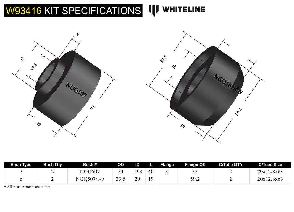 W93416 Whiteline Front Body Mount - Bushing Kit-Bumper to Suit Nissan Patrol GQ, GU and Ford Maverick DA | Genuine Whiteline Suspension Component - photo 4 of 4
