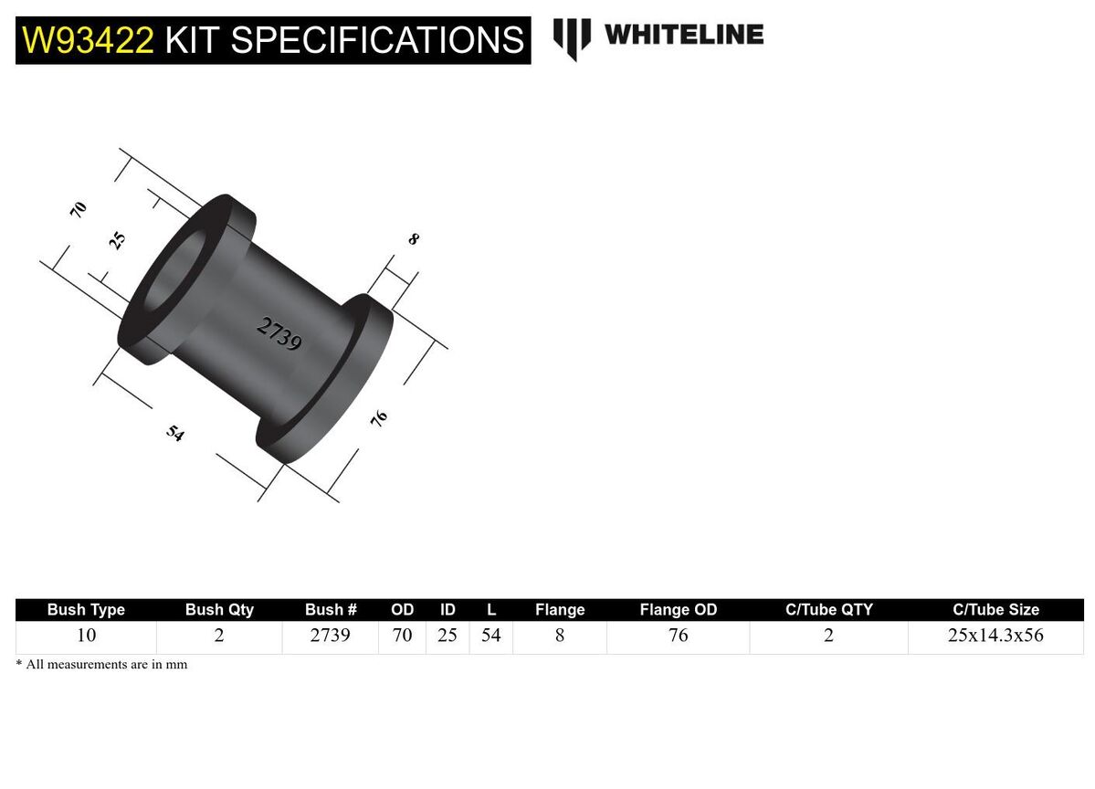 W93422 Whiteline Rear Differential Mount - Front Bushing Kit to Suit Mitsubishi Pajero NM-NX | Genuine Whiteline Suspension Component - photo 5 of 5