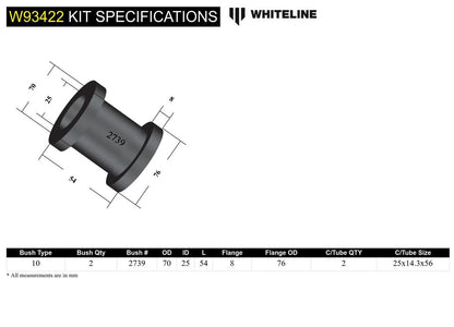W93422 Whiteline Rear Differential Mount - Front Bushing Kit to Suit Mitsubishi Pajero NM-NX | Genuine Whiteline Suspension Component - photo 5 of 5