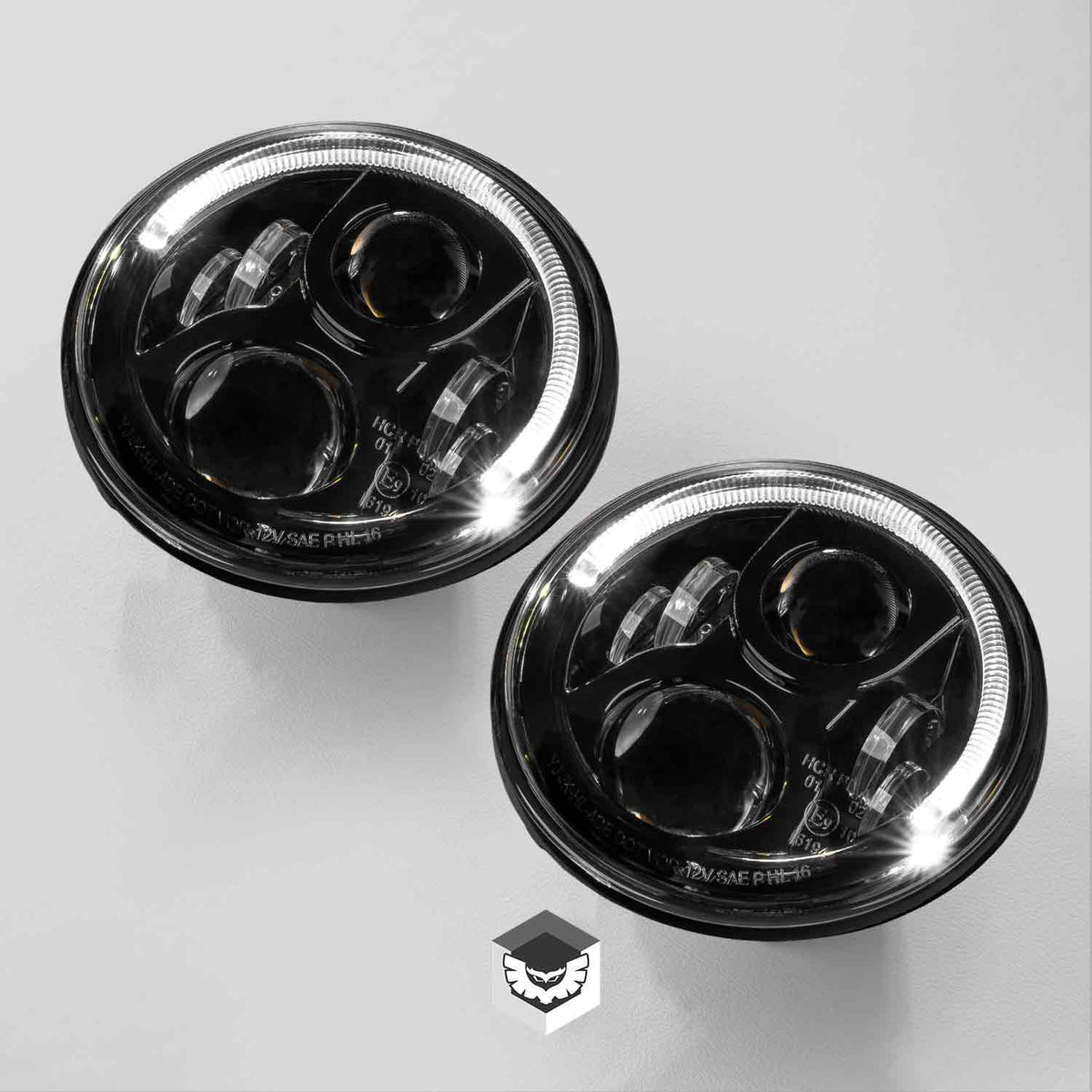 LEDMOTO-CARBON-7-PAIR Carbon 7 Inch LED Headlight - Black (Pair) | Genuine STEDI Product
