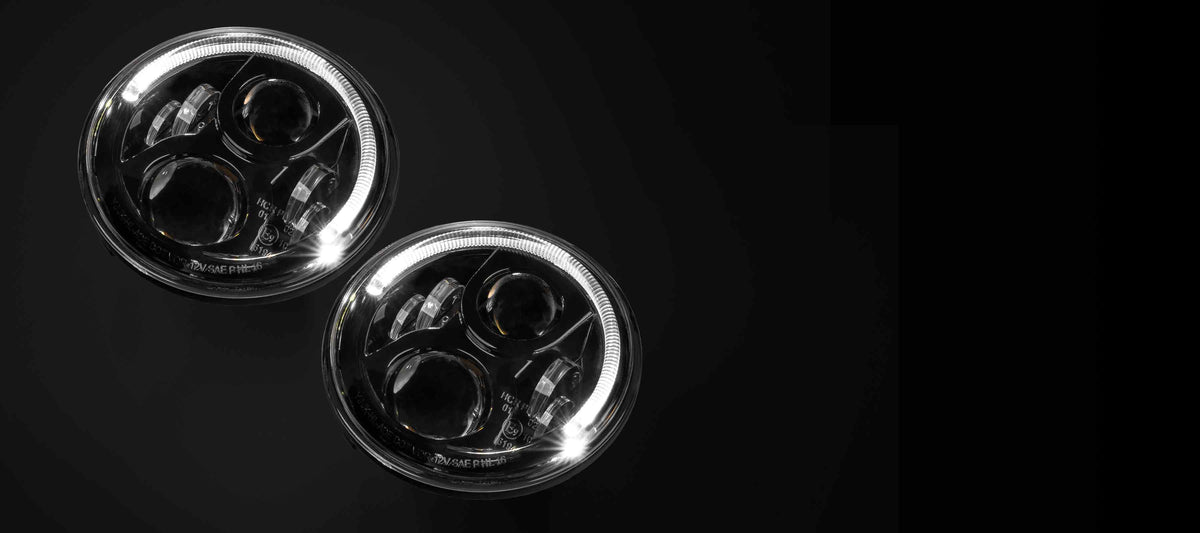 LEDMOTO-CARBON-7-PAIR Carbon 7 Inch LED Headlight - Black (Pair) | Genuine STEDI Product