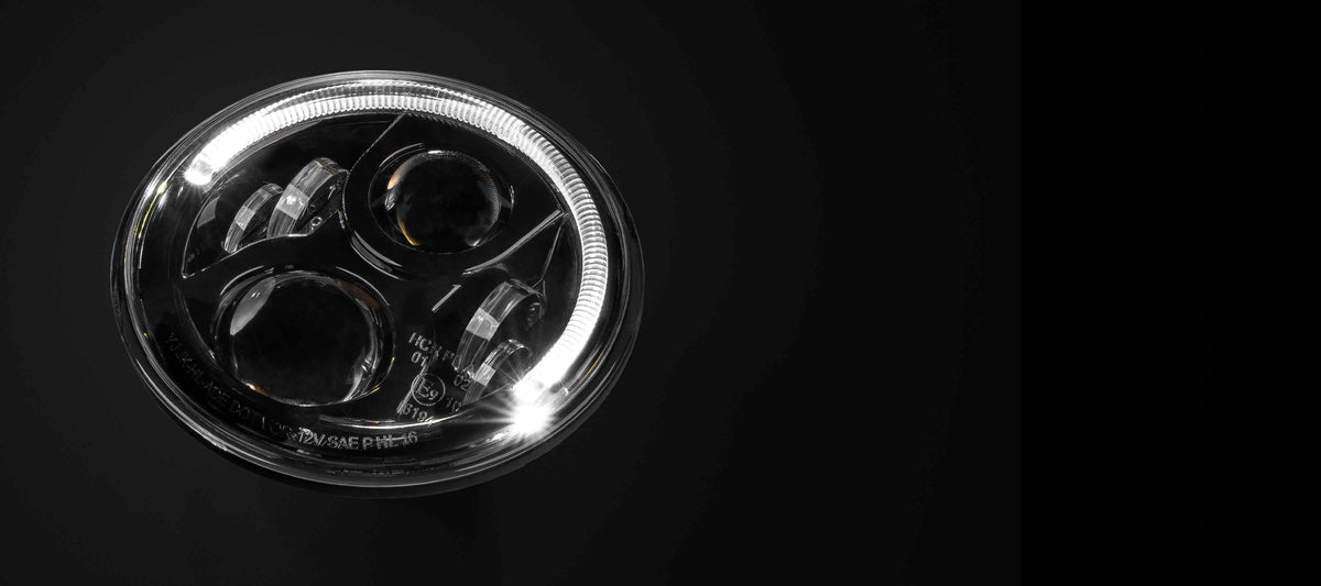 LEDMOTO-CARBON-7BLK STEDI 7 Inch Carbon Black LED Headlight | Genuine STEDI Product