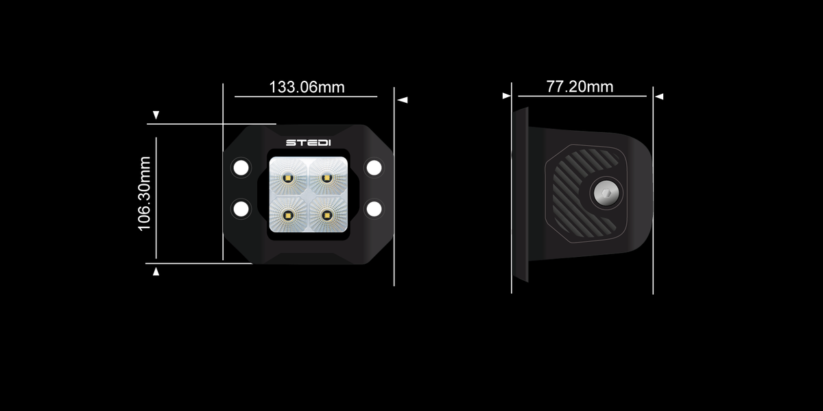 ST-04-G4-005 G4 Black Flush Work Light | Genuine STEDI Product