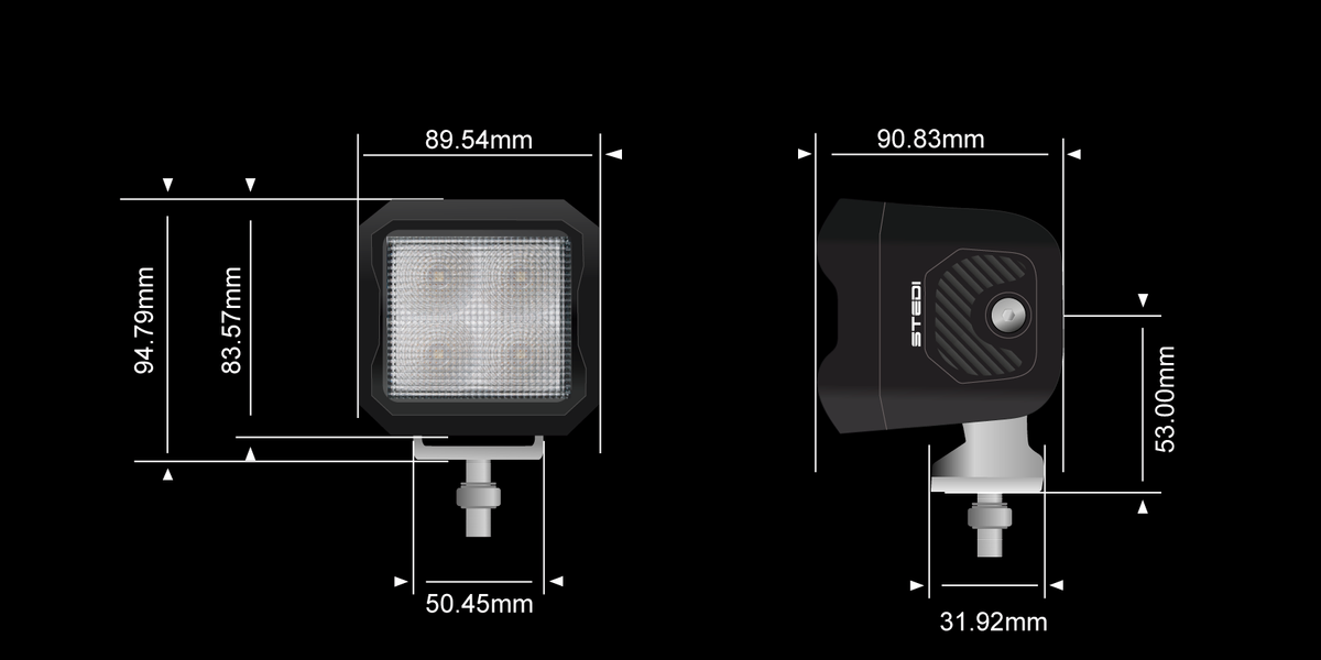 ST-04-G4-004 G4 Black Ultra Flood Work Light | Genuine STEDI Product