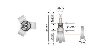 LEDCONV-H1-L01-CH H1-L01 Copper Head LED Headlight Globes (Pair) | Genuine STEDI Product