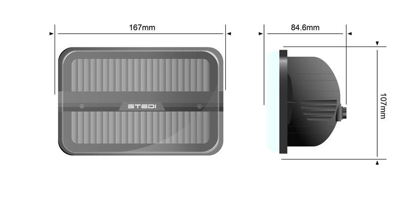 ST-45-HMB-641 Homage Rectangle 6x4 Inch Black LED Headlight 5700K | Genuine STEDI Product