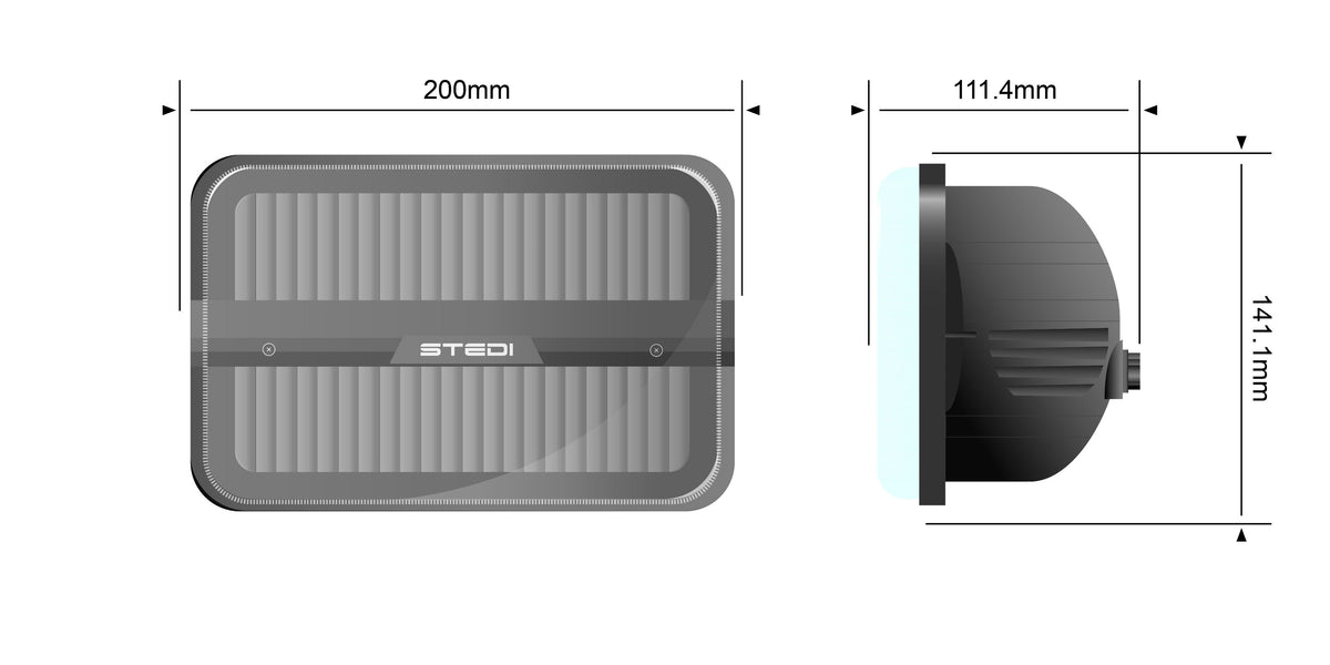 HMB-751-Pair Homage Rectangle 7x5 Inch Black LED Headlight 5700K (Pair) | Genuine STEDI Product