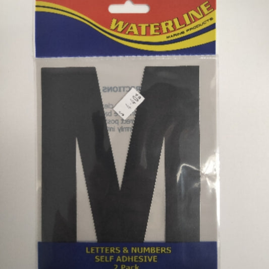 54721M Boat Letter M Black 6" Pack of 2 | Vessel Identification Stickers