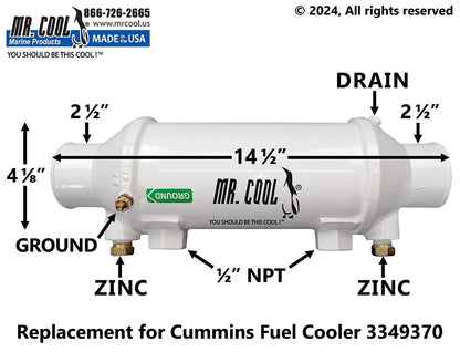3349370 / 4989987 Aftermarket Cummins QSM11 Fuel Cooler 4 x 8.25 in | Sawley's Select Marine Parts
