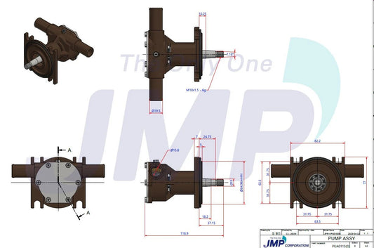 JPR-VP0010DB Aftermarket Volvo Penta D1/D2 Series Seawater Pump 3593655 | Sawley's Select Marine Parts