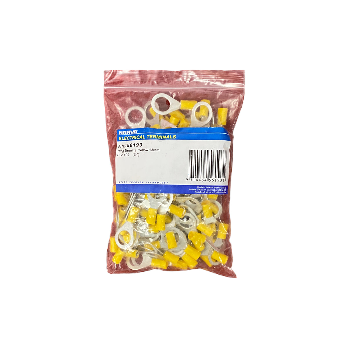 56193 Narva Ring Terminal Yellow (100pk) | Genuine Narva Electrical