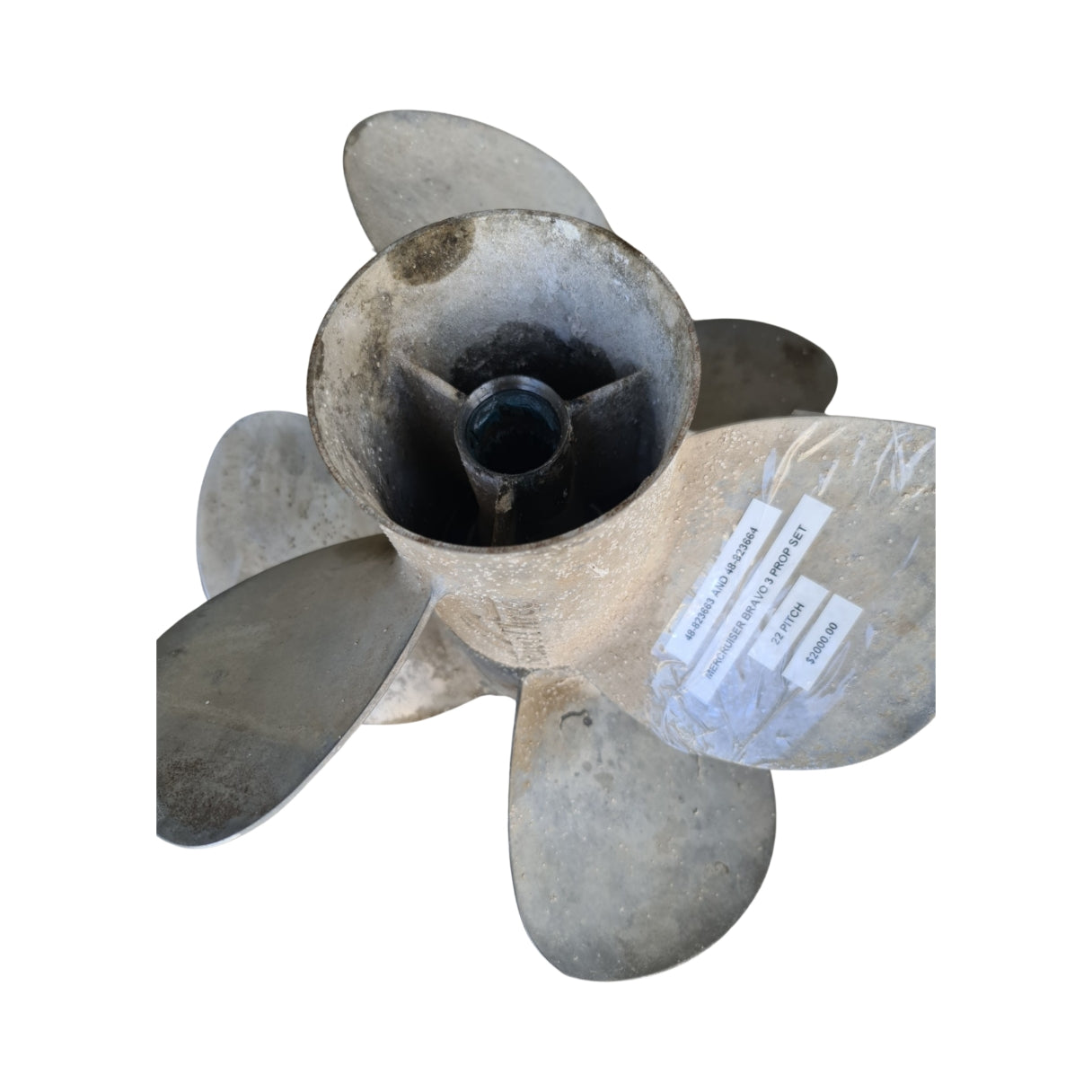 48-823663 48-823664 MerCruiser Bravo Three Classic 22P Stainless Steel Propeller Set – 3+3 Blade | Genuine Used Part