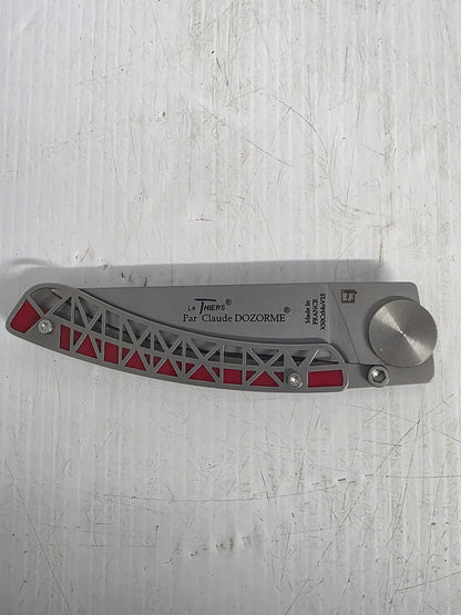 CD.142.96 Claude Dozorme  9cm Eiffel Series Stainless Steel Pocket Knife (Liner Lock, Red Handle)