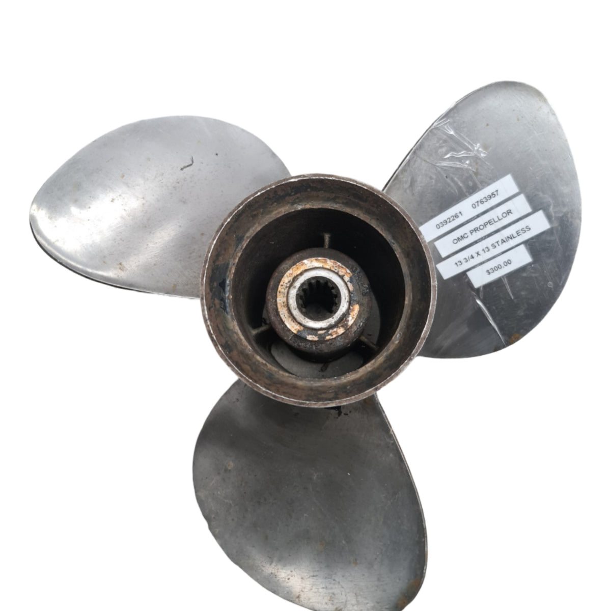 0392261 0763957 Evinrude/Johnson SSP 13 3/4 x 13 Stainless Steel Propeller – 13 Spline | Genuine Used Part