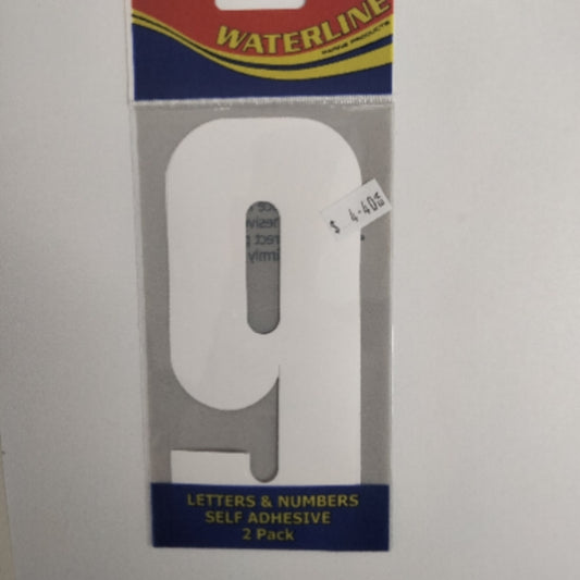 547259 Boat Number 9 White 6" Pack of 2 | Vessel Identification Stickers