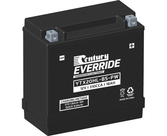 151125 Century EverRide YTX20HL-BS-PW HI PERFORMANCE AGM - YTX Battery