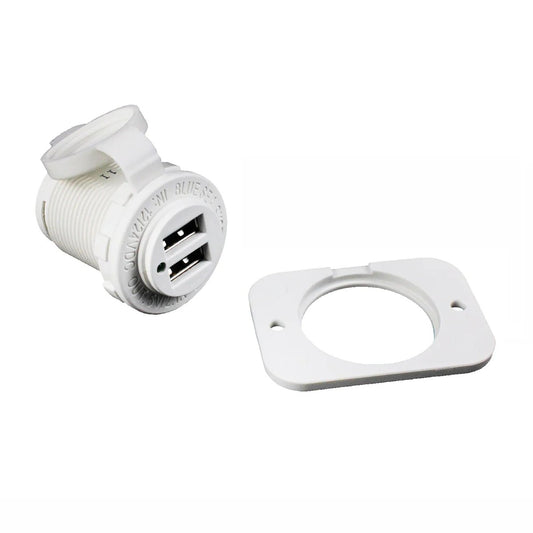 1016200 Dual USB Charger 2.1A  White 12/24V