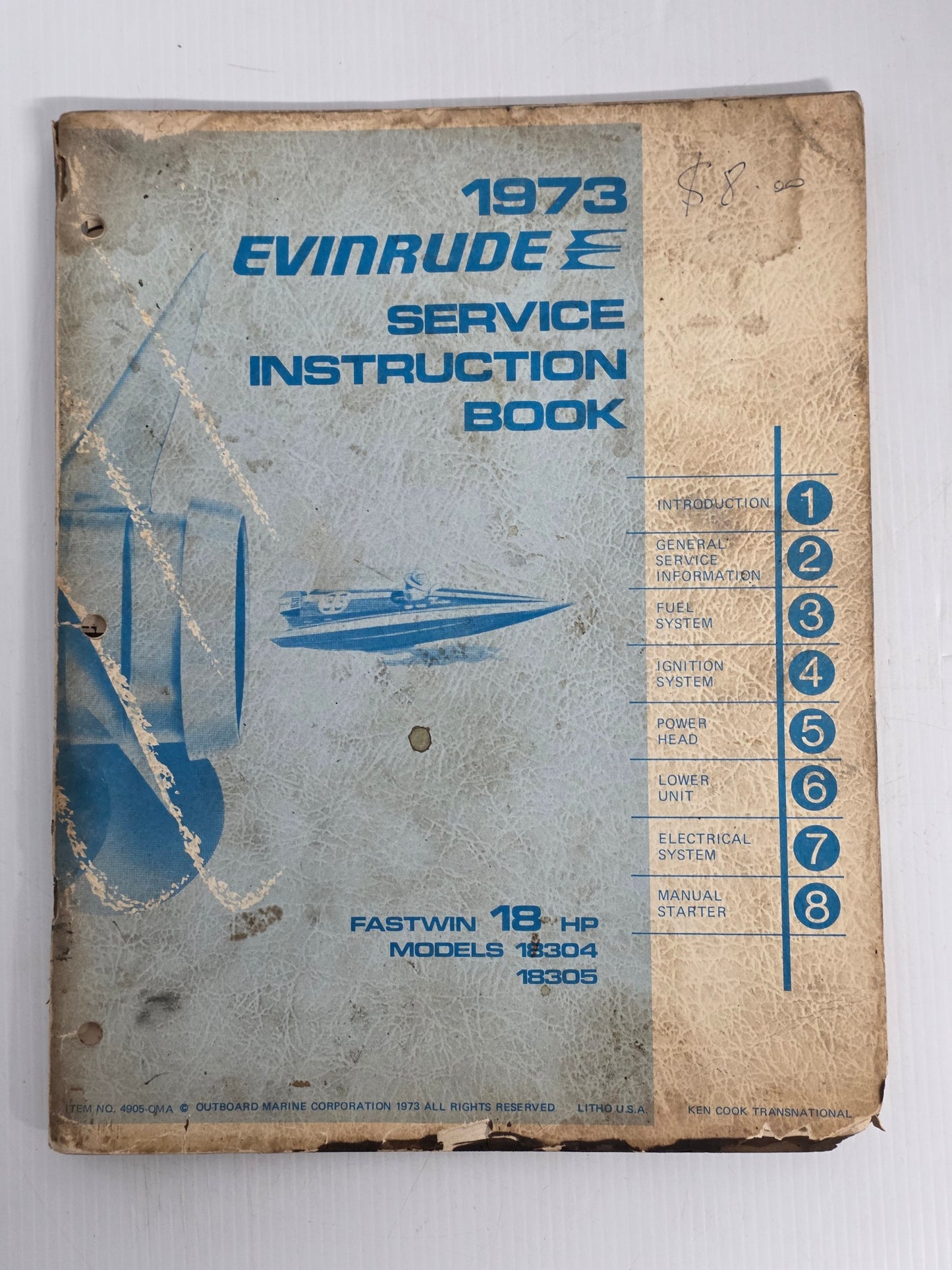 1973 Evinrude Fastwin 18HP Service Manual | Genuine Used Manual
