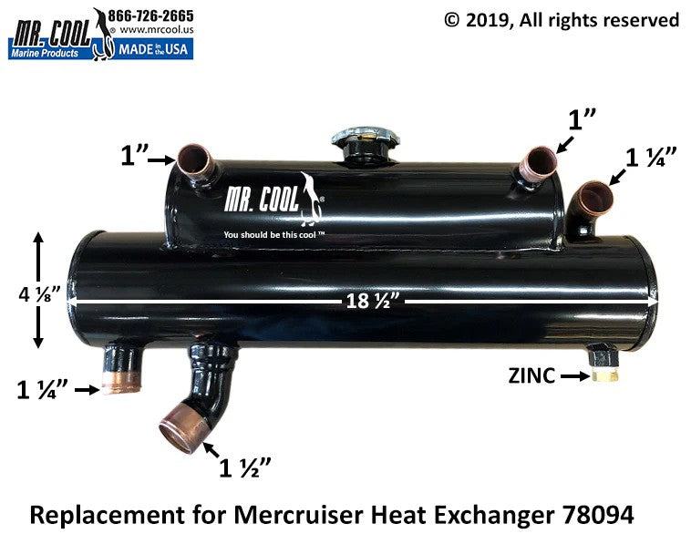 78094 Aftermarket Mercruiser Rear-Mount Heat Exchanger | Sawley's Select Marine Parts