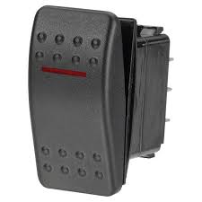 700326 Rocker Switch On (MOM)/Off Red Illumination - 12/24v | Marine Electrical Part