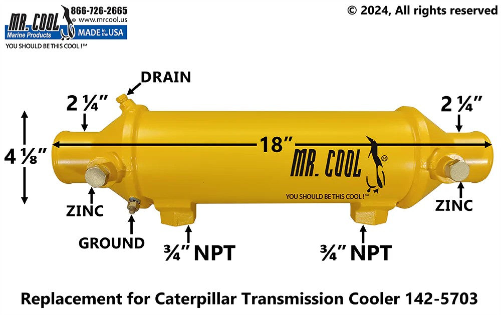 142-5703 Aftermarket Caterpillar Transmission Cooler 3406, C15 | Sawley's Select Marine Parts