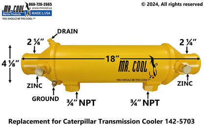 142-5703 Aftermarket Caterpillar Transmission Cooler 3406, C15 | Sawley's Select Marine Parts