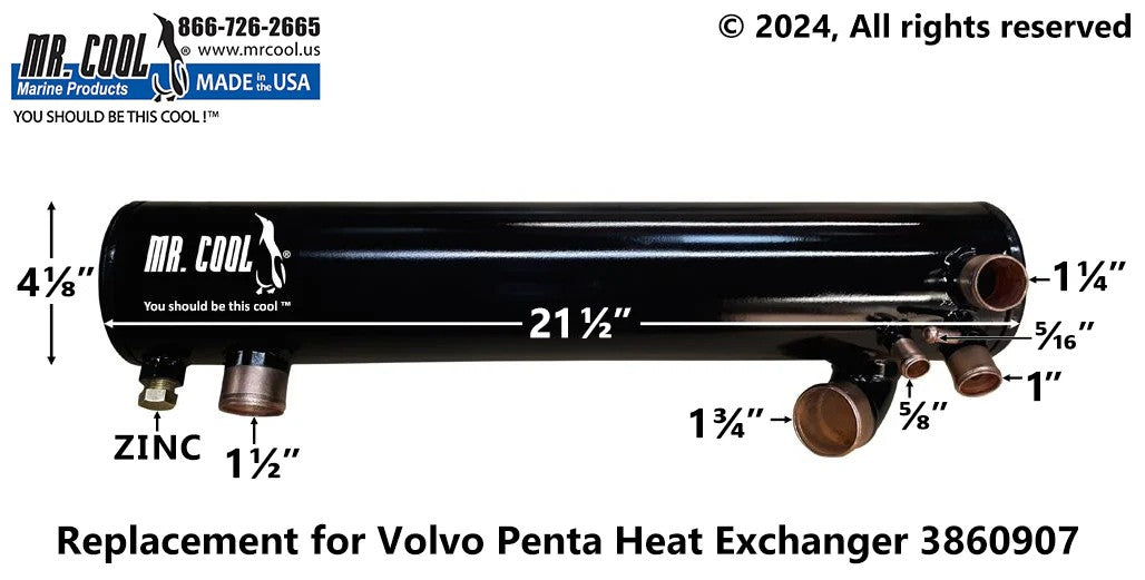 3860907 Volvo Penta 8.1 GI & 8.1 IPS Marine Petrol Heat Exchanger 3860907 Replacement