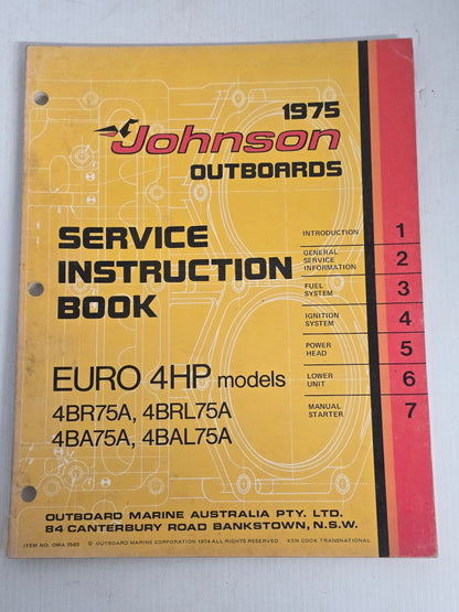 1975 Johnson Euro 4HP Service Manual | Genuine Used Manual