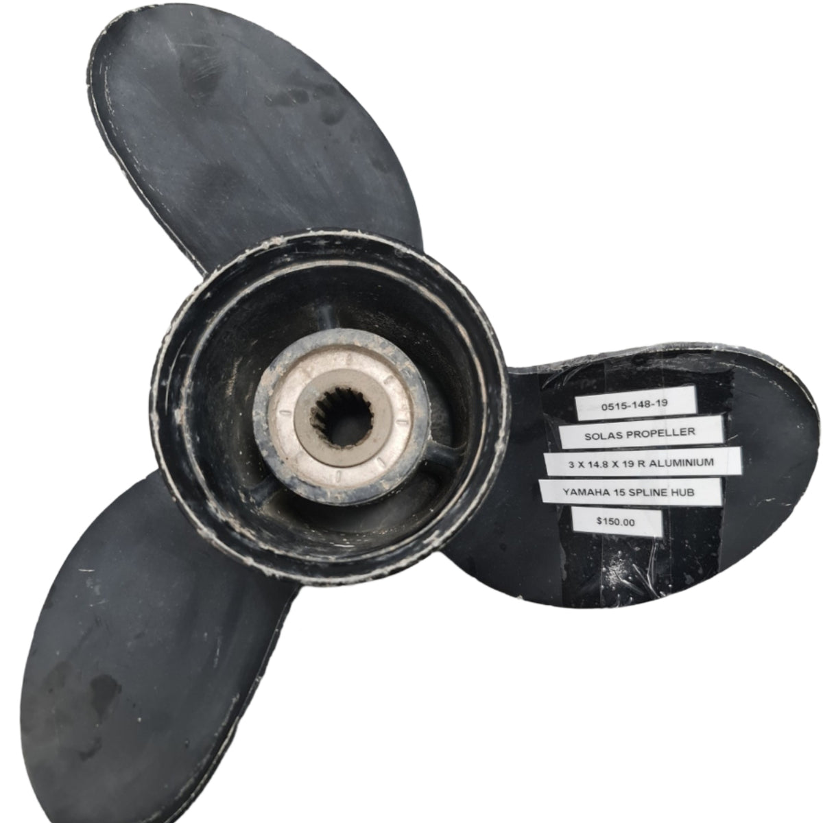 0515-148-19 Solas 14.8 x 19 Aluminium Propeller – Yamaha 15 Spline | Genuine Used Part