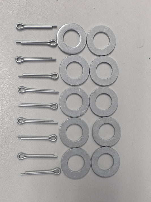 R2200 Mackay 1679 Dunbier Wobble Roller Washers & Split Pins M5 x 32 Clamshell Pack of 10 | Marine Trailer Part