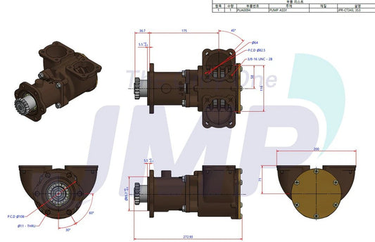 JPR-CT353 Aftermarket Caterpillar D343/D353 Seawater Pump | Sawley's Select Marine Parts