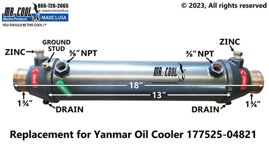 177525-04821 117524-04820 Oil Cooler Yanmar 6LY3-STP, KMH61A 177525-04821 / 117524-04820 Replacement Mr Cool