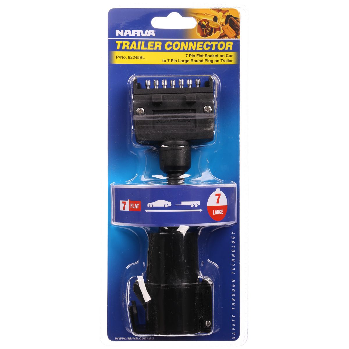 82245BL Narva Trailer Adapter 7 Flat to 7 Large | Genuine Narva Electrical