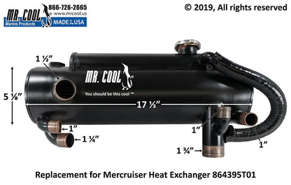864395T01 Aftermarket Mercruiser 4.3L/5.0L/5.7L/6.2L Heat Exchanger With Hose | Sawley's Select Marine Parts