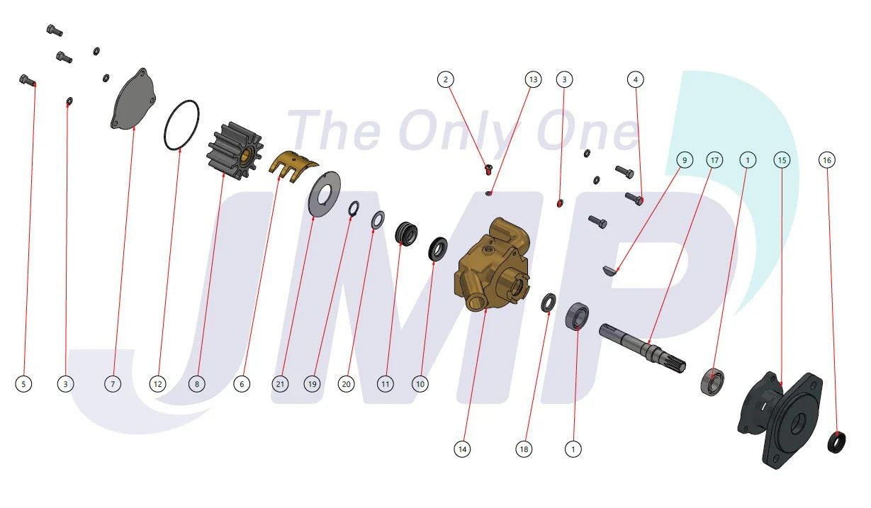 JPR-ON7312 Onan MDKDS Sherwood G-1012 (G1009) Seawater Pump Replacement JPR-ON7312