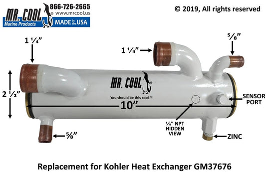 GM37676 Aftermarket Kohler 7EFOZD/8.5EFOZD/9EFOZD Heat Exchanger | Sawley's Select Marine Parts
