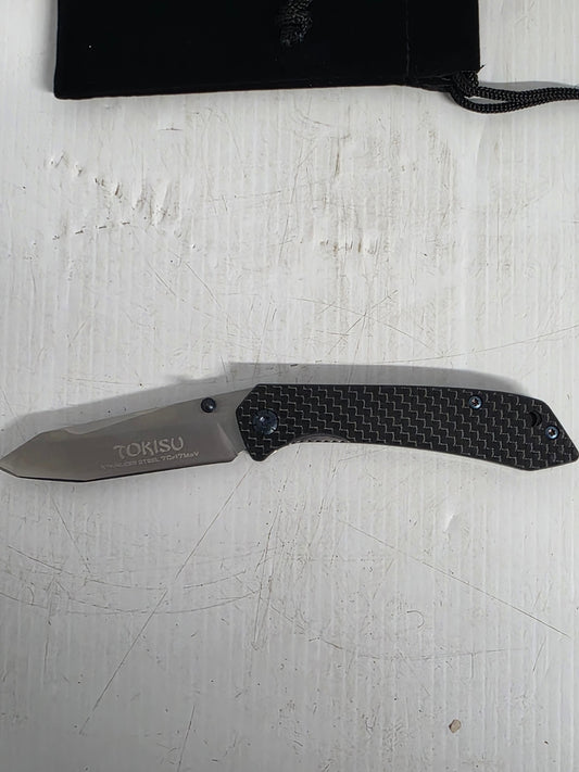 AL18451 Tokisu 6.6cm Stainless Steel Folding Knife (G10 Carbon Handle With Clip) | Fishing & Outdoor Knife - photo 2 of 6