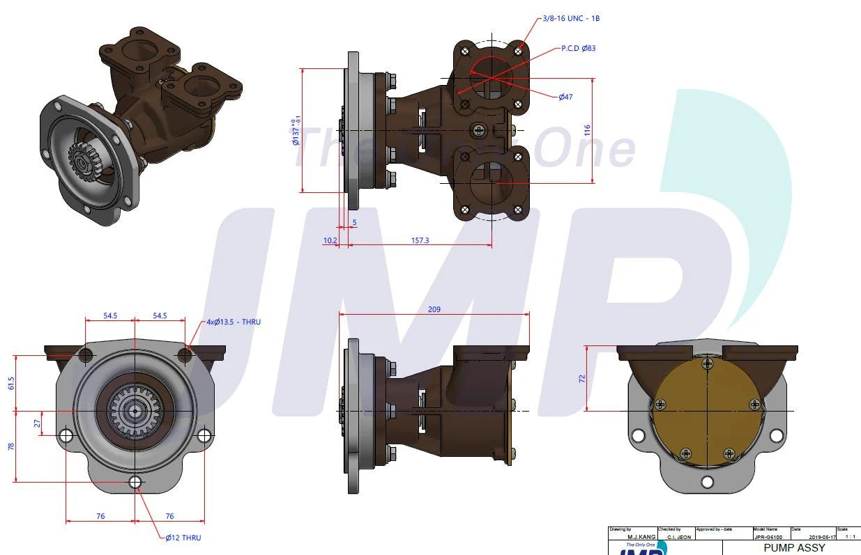 JPR-G6100 Detroit Diesel 6V53/6V71/8V53 Seawater Pump Aftermarket JMP JPR-G6100