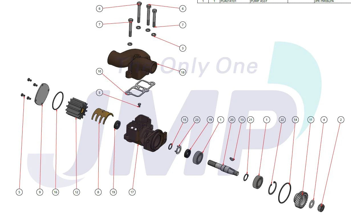 JPR-YM06LP(A) Yanmar 6LP/ 6LPA-STP2 Seawater Pump with Ports 119773-42502 Replacement JPR-YM06LP(A)