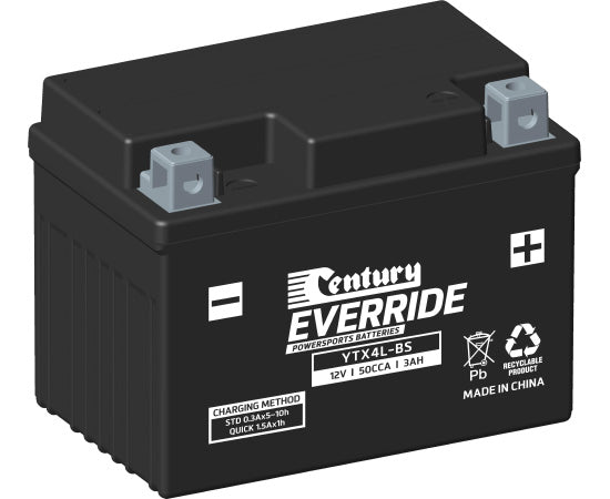 151129 Century EverRide YTX4L-BS Maintenance Free AGM Battery | Genuine Century Battery