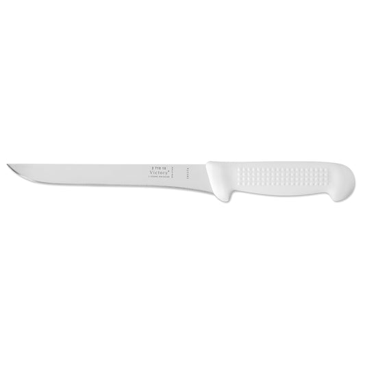 271019115 - 2.5mm x 19cm Stainless Steel Straight Boning Knife (White Plastic Handle) | Fishing & Outdoor Knife