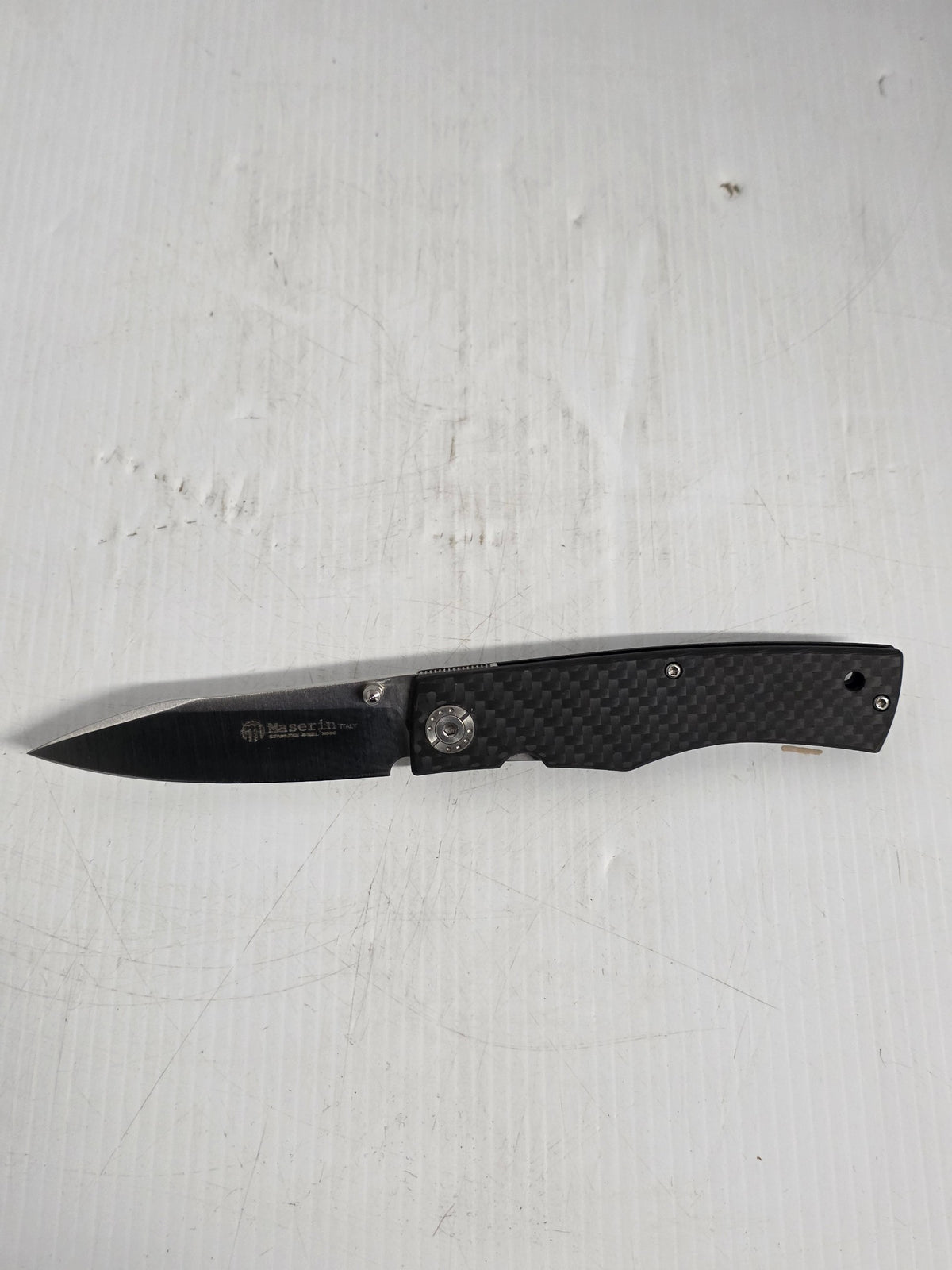 M392CN Maserin 78mm Stainless Steel Folding Knife (Black Carbon Fiber Handle) | Fishing & Outdoor Knife - photo 2 of 8