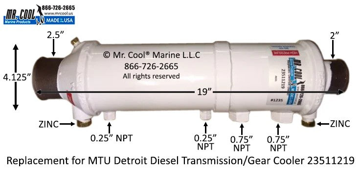 23511219 Aftermarket MTU Detroit Diesel Cooler | Sawley's Select Marine Parts