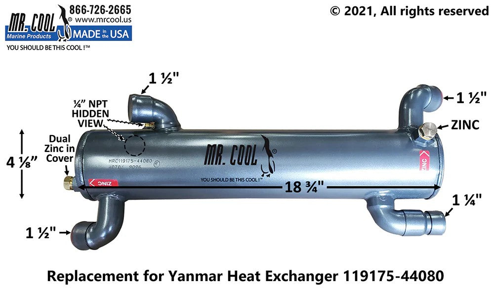 119175-44080 Yanmar 4LHA -STZE(P) DTZE(P) HEAT EXCHANGER 119175-44080 Replacement