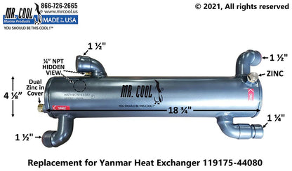 119175-44080 Yanmar 4LHA -STZE(P) DTZE(P) HEAT EXCHANGER 119175-44080 Replacement